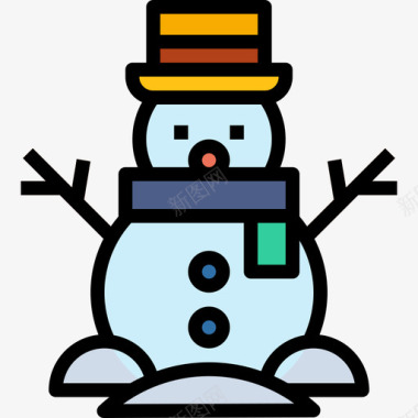 彩绘圣诞雪人雪人圣诞150线性颜色图标图标
