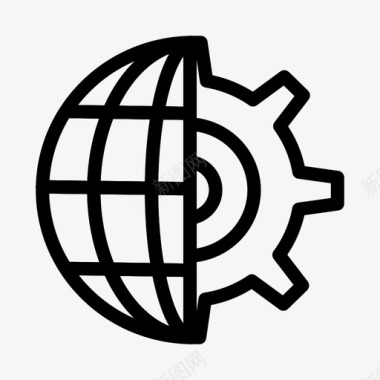 齿轮商务地球仪图标图标