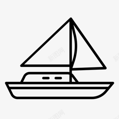 传统船帆船航行图标图标