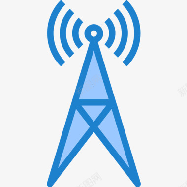 信号塔通信互联网5蓝色图标图标