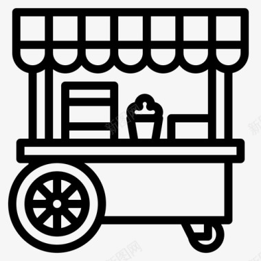 食品车热狗商店图标图标