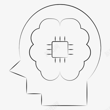 人工智能手绘机器学习图标图标