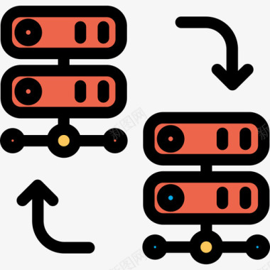服务器大数据8线性橙色图标图标