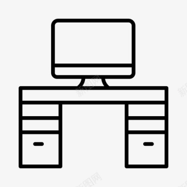 办公桌俯视图办公桌电脑工作图标图标