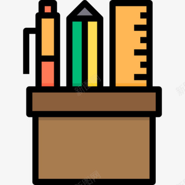 文具书籍和阅读4线性颜色图标图标