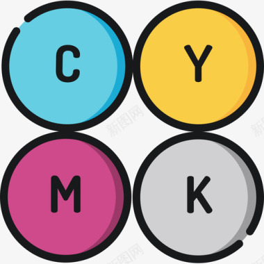 Cmyk印刷28线性颜色图标图标
