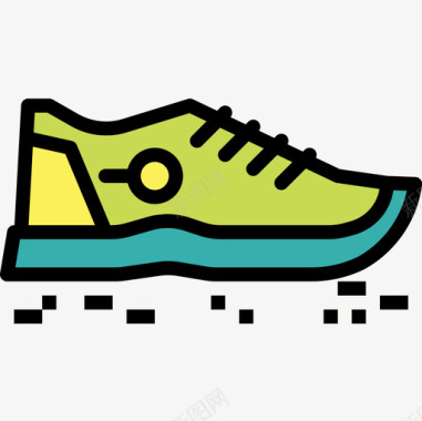 圆点跑步鞋类跑步9线性颜色图标图标