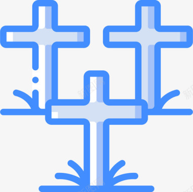 十字架纪念日蓝色图标图标