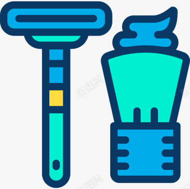 墨刷剃须刷卫生18线性颜色图标图标