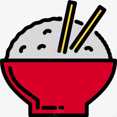 米饭食品和饮料7线性颜色图标图标