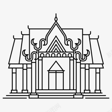 泰国泰国寺庙建筑佛教图标图标