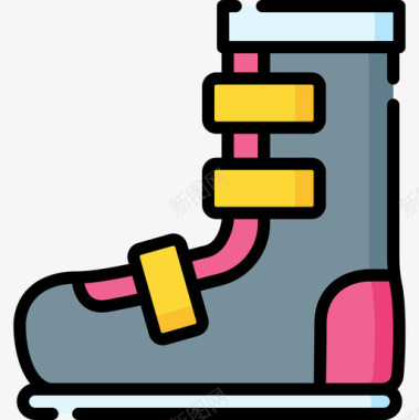 运动种类标志长靴冬季运动15线性颜色图标图标
