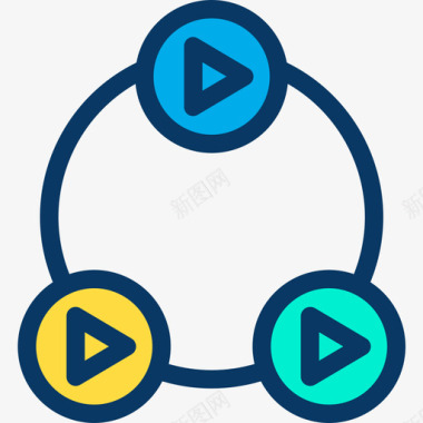 播放图标视频播放器多媒体35线性彩色图标图标
