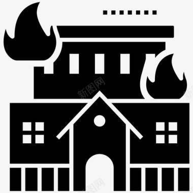 烟雾素材燃烧的家燃烧的建筑物火灾烟雾图标图标
