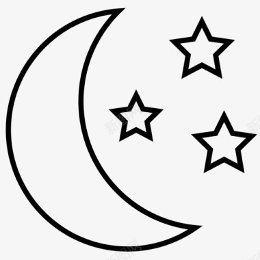 夜幕降临月牙儿月亮图标图标