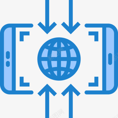 全球网格智能手机应用程序6蓝色图标图标
