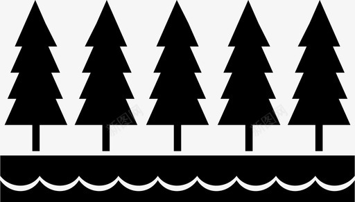 松树松树湖泊松林图标图标