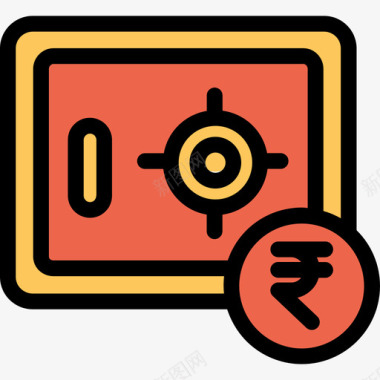 保险箱银行和金融22线性颜色橙色图标图标