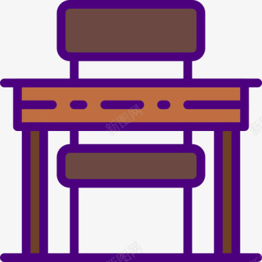 小学书桌书桌教育137线性颜色图标图标