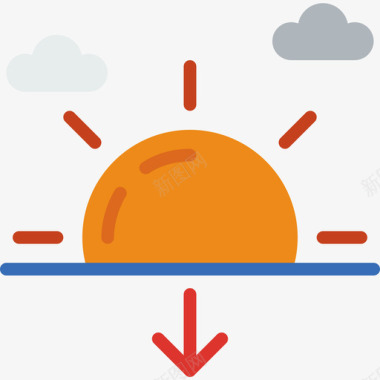 日落日落天气141平坦图标图标