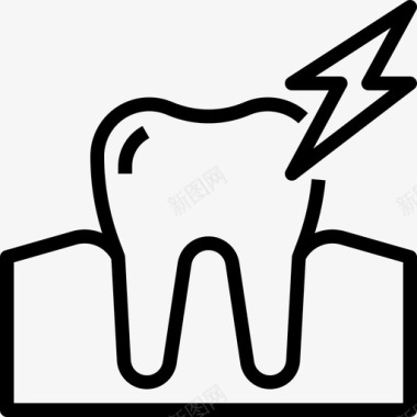 牙痛牙齿11线状图标图标