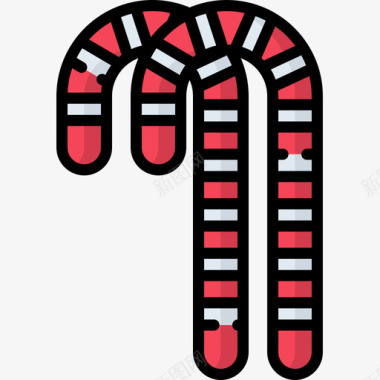 红绿圣诞手杖圣诞玩具10线性颜色图标图标