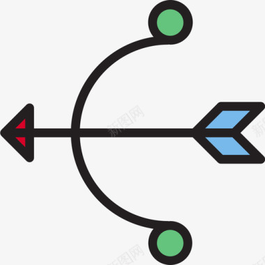 射箭之戏射箭运动82线性颜色图标图标