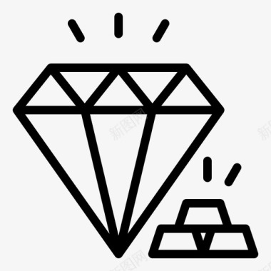 钻石和黄金投资珠宝图标图标