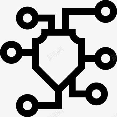 区块链背景防病毒区块链20线性图标图标