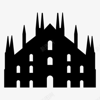 米兰大教堂教堂地标图标图标