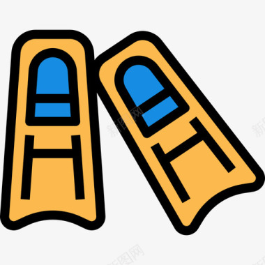 潜水鳍状肢潜水11线性颜色图标图标