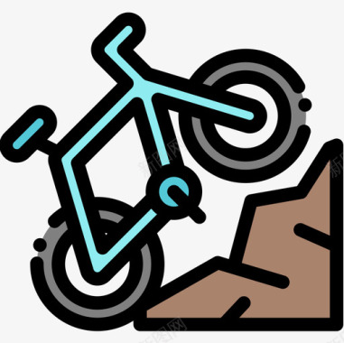 山地自行车极限运动19线性颜色图标图标