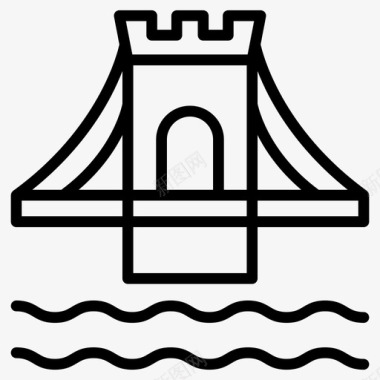 河流素材海桥地标图标图标