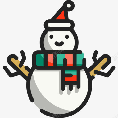 圣诞雪人雪人圣诞185线性颜色图标图标