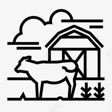养牛农场农业养牛场图标图标