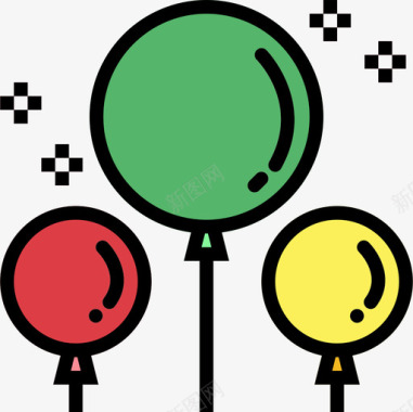 气球玩具童年2线性颜色图标图标