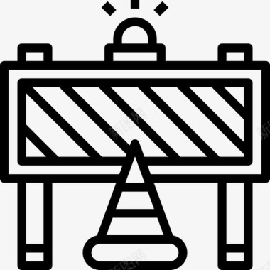 蓝色施工工具矢量素材围栏施工工具17线性图标图标