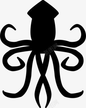 矢量章鱼海怪动物墨水图标图标