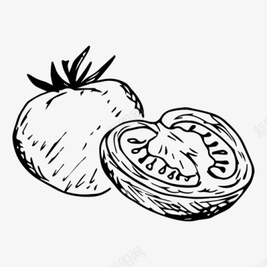 西红柿食物素描图标图标