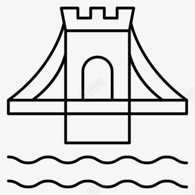 河流素材海桥地标图标图标