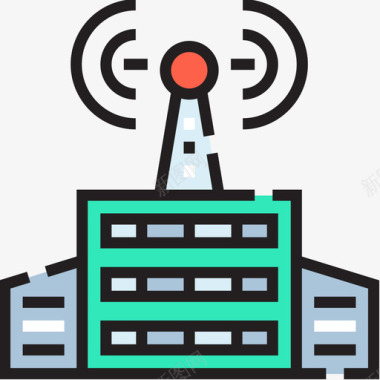 WiFi信号信号塔新闻24线性颜色图标图标