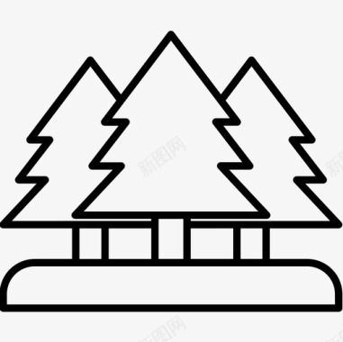 松树冬季运动直线型图标图标