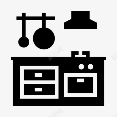 家居生活背景厨房设备烹饪家具图标图标
