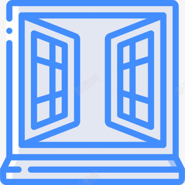 蓝色框框窗户建筑窗户4蓝色图标图标
