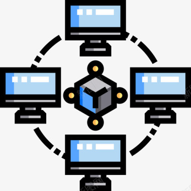 区块链节点区块链21线性颜色图标图标