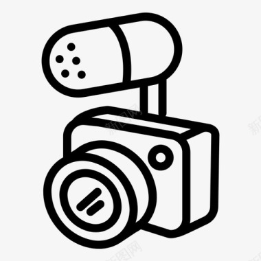 带麦克风的摄像头录音视频录像机和视频平台图标图标