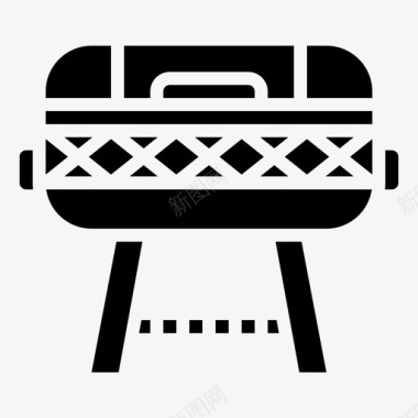 便携式烤架户外野餐图标图标
