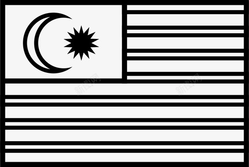 马来西亚国旗世界国旗简体轮廓图标图标