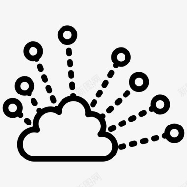 交叉路线图云连接云计算云托管图标图标