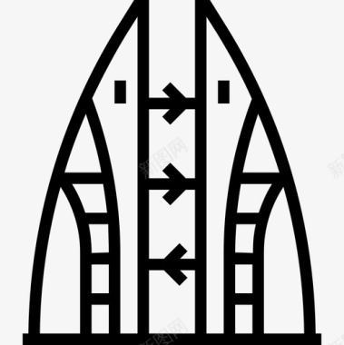 巴林亚洲国家的地标轮廓图标图标